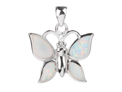 2760 stribrny privesek motyl bily opal