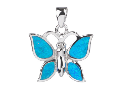 2763 2763 stribrny privesek motyl modry opal