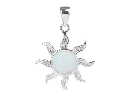 2775 stribrny privesek slunce bily opal