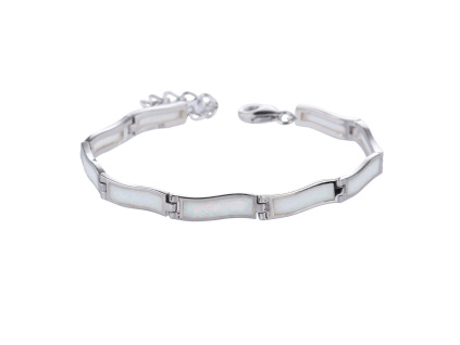 2781 stribrny naramek vlnky bily opal delka naramku 17 3 cm