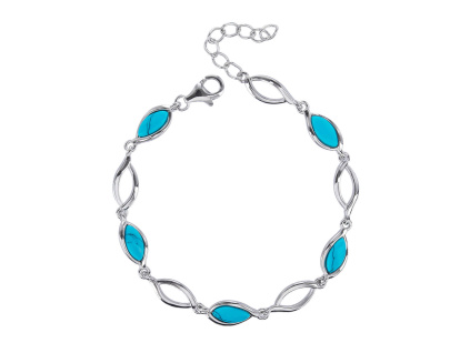 2790 stribrny naramek kapky modry tyrkys delka naramku 17 3 cm