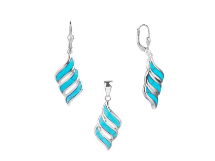 2793 2793 stribrna souprava vlnky modry tyrkys