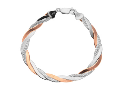 Stříbrný náramek PLETENÝ 6 mm BICOLOR (Délka náramku 20 cm)