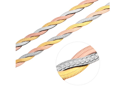 2988 stribrny nahrdelnik pleteny 6 mm tricolor delka retizku 42 cm