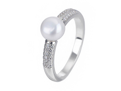 Stříbrný prsten PERLA zářivá (Velikost prstenu 62)