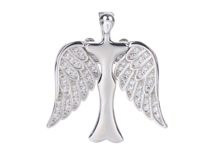 315 1 07798 stribrny privesek andel pohyblivy ciry kamen bily zirkon sperky bealio