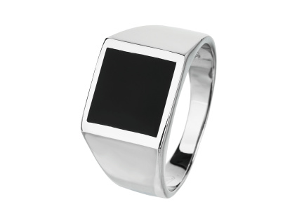 3193 06452 stribrny prsten pecetni hrana kamen cerny onyx synteticky sperky bealio