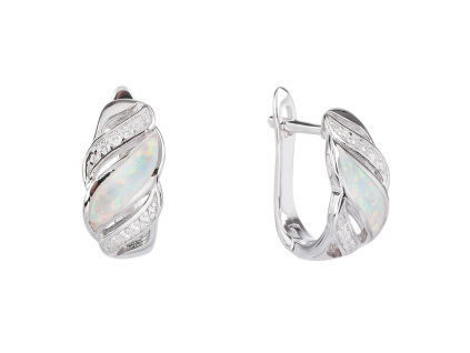 3249 3249 08599 stribrne nausnice francouzsky patent bily opal sperky bealio