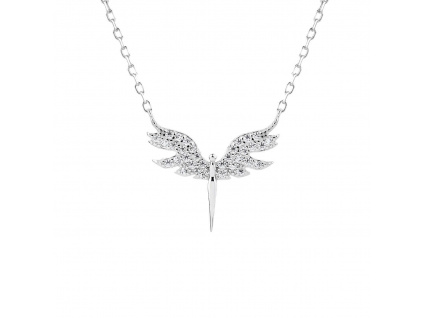 12096 stříbrný náhrdelník půvabný anděl kámen čirý bílý zirkon minimalismus šperky BEALIO