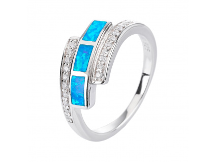 Stříbrný prsten ŘECKÝ modrý OPÁL  AG 925/1000