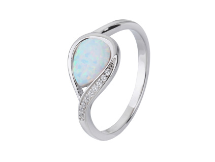 3273 stribrny prsten slza bily opal velikost prstenu 60