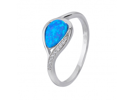 Stříbrný prsten SLZA modrý OPÁL  Ag 925/1000