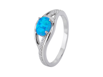 3288 stribrny prsten slza modry opal velikost prstenu 64