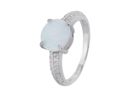 3297 stribrny prsten soliter bily opal velikost prstenu 63