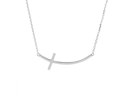 Stříbrný náhrdelník KŘÍŽ elegantní (Délka řetízku 40+5 cm)