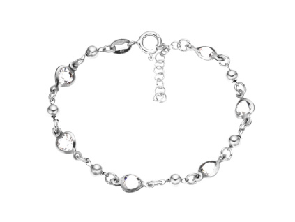 3318 1 stribrny naramek srdce ciry delka naramku 16 3 cm