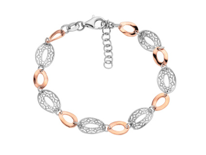 Stříbrný náramek FILIGRÁN ovál ROSE 8 mm (Délka náramku 17+3 cm)