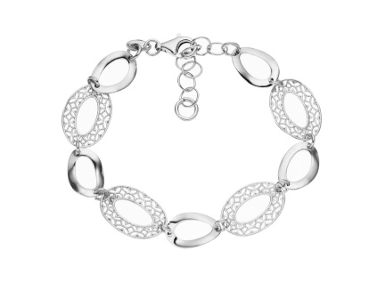 Stříbrný náramek FILIGRÁN ovál 12 mm (Délka náramku 17+3 cm)