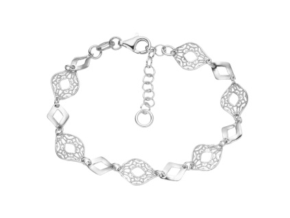 Stříbrný náramek FILIGRÁN romb (Délka náramku 17+3 cm)