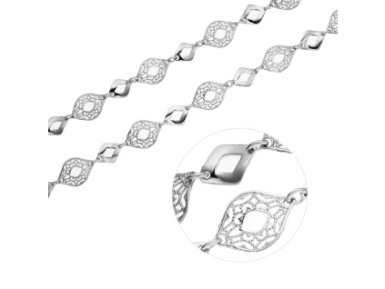 Stříbrný náhrdelník FILIGRÁN romb (Délka řetízku 42+3 cm)