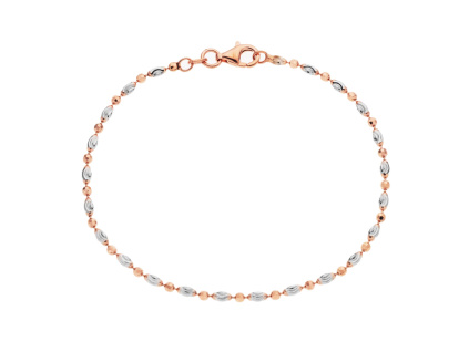 Stříbrný náramek 1+1 MĚSÍČNÍ brus ROSE (Délka náramku 19 cm)