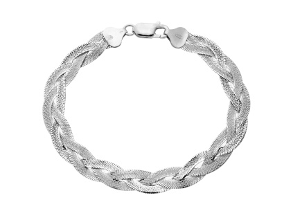 3477 1 stribrny naramek pleteny 8 mm celobrouseny delka naramku 19 cm