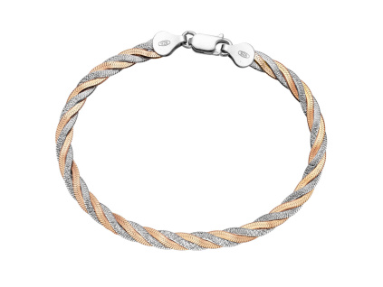 3504 1 stribrny naramek pleteny 4 mm bicolor delka naramku 19 cm