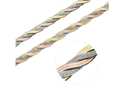 Stříbrný náhrdelník PLETENÝ 4 mm TRICOLOR (Délka řetízku 50 cm)