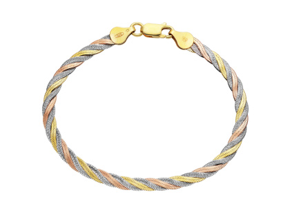 3510 1 stribrny naramek pleteny 4 mm tricolor delka naramku 19 cm