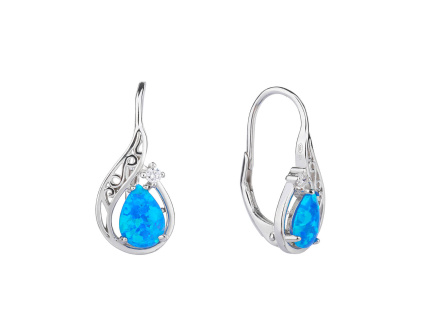 3571 3571 3571 09757 stribrne nausnice klasicky patent slza modry kamen opal sperky bealio