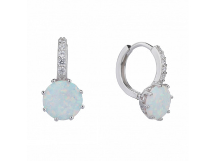 06618 stříbrné náušnice trendy kroužek bílý kámen opál šperky BEALIO