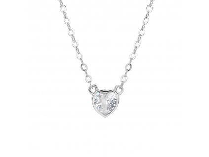 09503 stříbrný náhrdelník srdce bílý kámen zirkon minimalistický šperky BEALIO