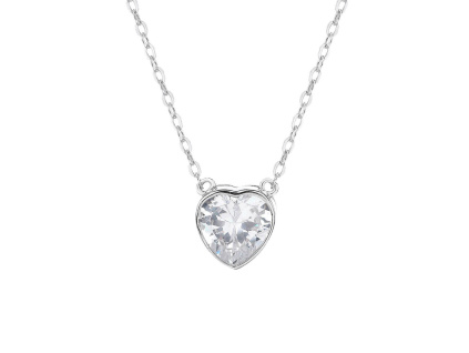 Stříbrný náhrdelník SRDÍČKO 9 mm ZÁŘIVÉ (Délka řetízku 40+5 cm)