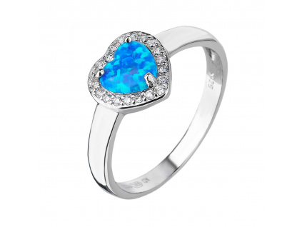 12381 stříbrný prsten srdce modrý kámen opál šperky BEALIO