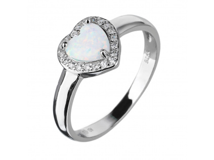 12380 stříbrný prsten srdce bílý kámen opál šperky BEALIO
