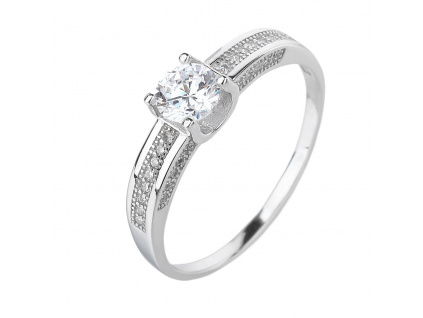 05455 stříbrný prsten kamínky zirkon solitér zásnubní šperky BEALIO