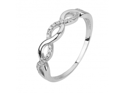 12426 stříbrný prsten nekonečno infinity bílý kámen zirkon minimalistický šperky BEALIO