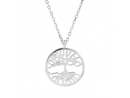 12436 Stříbrný náhrdelník přívěsek s řetízkem strom života s kořenem bez kamene šperky BEALIO