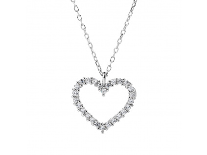 12400 Stříbrný náhrdelník přívěsek s řetízkem srdce minimalistický bílý kámen zirkon šperky BEALIO