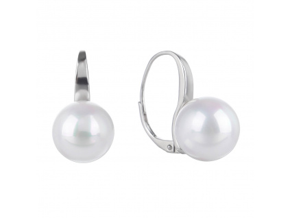 08280 Stříbrné náušnice kulaté pro ženy bílá říční perla šperky BEALIO