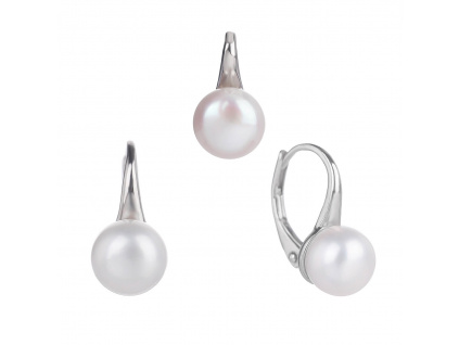 06487 Stříbrná spourava náušnice s přívěskem pro ženy bílá říční perla šperky BEALIO