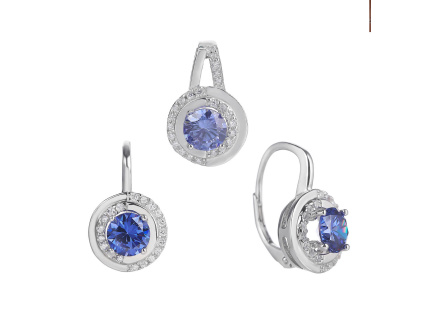 3792 3792 10337 stribrna souprava nausnice s priveskem pro zeny kamen fialovy ametyst zirkon sperky bealio