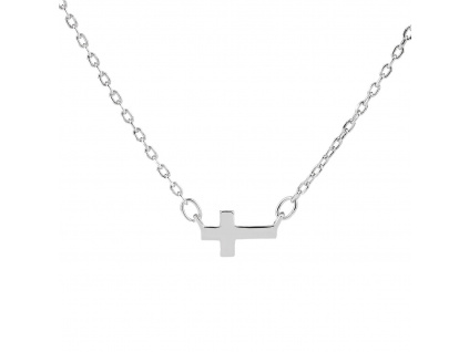 09213 Stříbrný náhrdelník přívěsek s řetízkem kříž bez kamene minimalistický šperky BEALIO šperky BEALIO