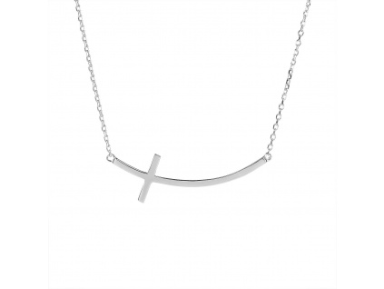 06516 Stříbrný náíhrdelník přívěsek s řetízkem pro ženy kříž minimalistický šperky BEALIO