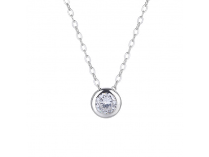 06906 Stříbrný náhrdelník kroužek minimalistický bílý kámen zirkon šperky BEALIO