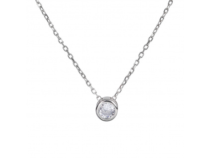 07004 Stříbrný náhrdelník kroužek minimalistický bílý kámen zirkon šperky BEALIO
