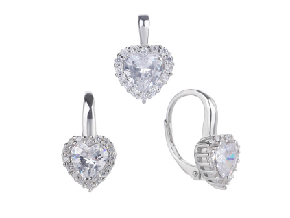 3825 stribrna souprava srdce zirkon