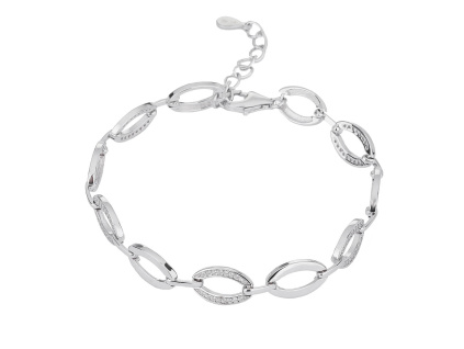 3867 stribrny naramek ovalny zirkon delka naramku 18 3 cm