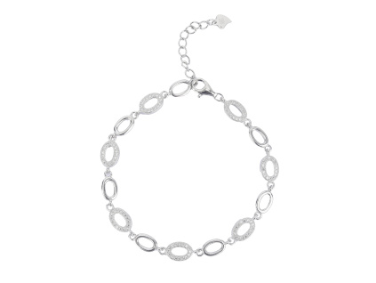 3870 stribrny naramek ovalny zirkon delka naramku 17 3 cm