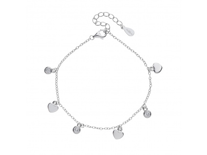 11051 Stříbrný náramek srdce bílý kámen zirkon minimalistický šperky BEALIO